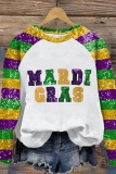 White Gold Letter Print O Neck Long Sleeve Casual Fall Winter Sweatshirt Tops