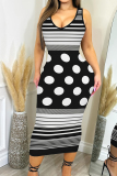 Pink Graphic Print U Neck Sleeveless Casual Outing Bodycon Maxi Dress