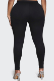Black Casual Plus Size Ripped Tight Trousers For Fat Girls Skinny Pants
