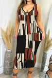 Pink Graphic Print U Neck Sleeveless Casual Outing Bodycon Maxi Dress