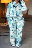 Pink Purpler Graphics Print Hooded Long Sleeve Sweatshirt And Sweatpants Fall Winter Two Pieces Sweatsuits Sets