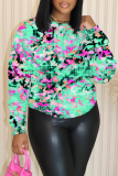 Black Orange Graphics Print O Neck Long Sleeve Fall Winter Casual Sweatshirt Tops