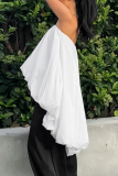 White Strapless Strapless Irregular Bubble Hem Formal Evening Party Prom Ruched Tube Mini Dresses