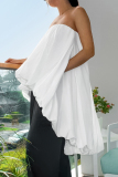 White Strapless Strapless Irregular Bubble Hem Formal Evening Party Prom Ruched Tube Mini Dresses