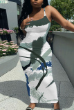 Apricot Graphics Print Sleeveless Backless Spaghetti Strap Casual Bodycon Maxi Slip Dresses