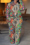 Multicolor Boho Graphics Print Hooded Long Sleeve Sweatshirt And Sweatpants Fall Winter Two Pieces Sweatsuits Sets
