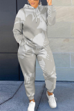 Pink Graphics Print Long Sleeve Hooded Sweatshirt And Skinny Pant Casual Sportwear Plus Size Two Piece Jogger Set