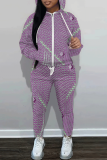 White Blue Graphics Print Hooded Long Sleeve Sweatshirt And Sweatpants Fall Winter Sportwear Two Pieces Sweatsuits Sets