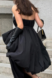White Strapless Strapless Irregular Bubble Hem Formal Evening Party Prom Ruched Tube Mini Dresses