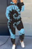 Green Graphics Print Long Sleeve Hooded Sweatshirt And Skinny Pant Casual Sportwear Plus Size Two Piece Jogger Set
