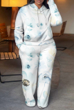 Pink Purpler Graphics Print Hooded Long Sleeve Sweatshirt And Sweatpants Fall Winter Two Pieces Sweatsuits Sets