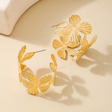 Glod Metal Ring Cute Wreath Flower Earrings