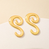 Gold Metal Oversized Geometric Hoop Heart Earrings