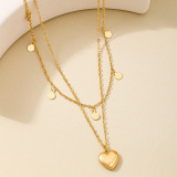 Glod Tassel Jewelry Metal Chain Heart Pendant Necklace