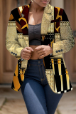 Multicolor Formal Office Casual Print Buttons Turn-back Collar Long Sleeve Blazer Jackets