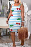 Black Graphics Print Sleeveless U Neck Casual Outing Plus Size Bodycon Midi Vest Dresses