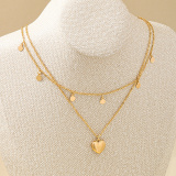 Glod Tassel Jewelry Metal Chain Heart Pendant Necklace