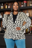 Rose Red Graphics Print Buttons Turn-back Collar Long Sleeve Formal Office Casual Blazer Jackets