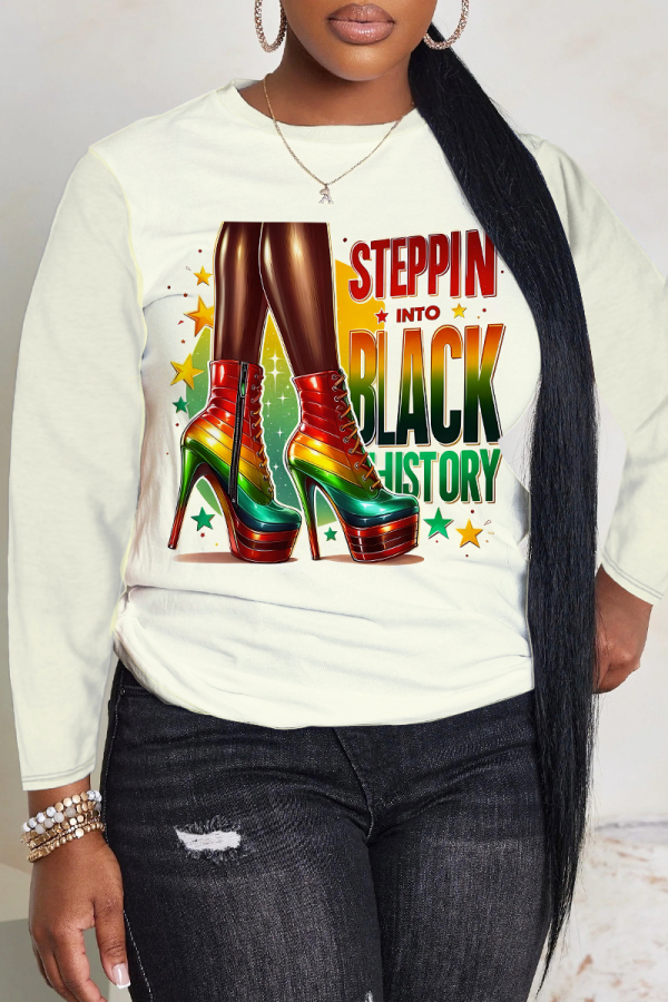 Apricot Casual Graphics Letter Print O Neck Long Sleeve Fall Winter Sweatshirt Tops