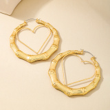 Glod Metal Oversized Geometric Hoop Heart Earrings