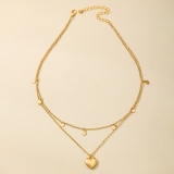 Glod Tassel Jewelry Metal Chain Heart Pendant Necklace