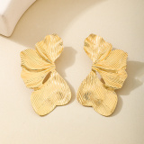 Glod Metal Irregular Ruffled Leaf Earrings