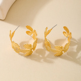 Glod Metal Ring Cute Wreath Flower Earrings