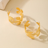 Glod Metal Ring Cute Wreath Flower Earrings
