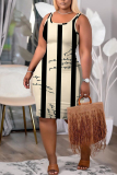Black Graphics Print Sleeveless U Neck Casual Outing Plus Size Bodycon Midi Vest Dresses