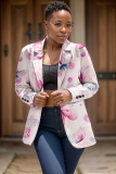 Multicolor Graphics Print Buttons Turn-back Collar Long Sleeve Formal Office Casual Blazer Jackets