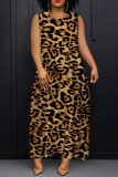 Green Casual Graphics Print Sleeveless O Neck Loose Vacation Maxi Tank Dresses