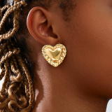 Gold Casual Heart-shaped Big Earrings