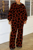 Green Graphics Print O Neck Long Sleeve Sweatshirt And Wide Leg Pants Casual Sportwear Plus Size Two Pieces Jogger Sets