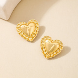 Gold Casual Heart-shaped Big Earrings
