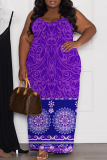 Orange Graphics Print Backless Sleeveless Spaghetti Strap Floor Length Long Baggy Vacation Maxi Slip Dresses