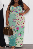 Multicolor Graphics Print Backless Spaghetti Strap Floor Length Long Plus Size Baggy Vacation Maxi Slip Dresses