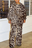 Green Graphics Print O Neck Long Sleeve Sweatshirt And Wide Leg Pants Casual Sportwear Plus Size Two Pieces Jogger Sets