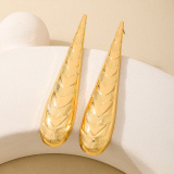 Glod Casual Metal Water Drop Bamboo Shoot Earrings