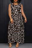 Green Casual Graphics Print Sleeveless O Neck Loose Vacation Maxi Tank Dresses