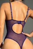 Red Lace Patchwork Hollow Out See-Through Backless Lingerie