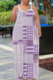 Green Graphics Print Backless Sleeveless Spaghetti Strap Floor Length Long Baggy Vacation Maxi Slip Dresses