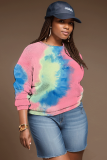 Multicolor Graphics Print O Neck Long Sleeve Fall Winter Casual Sweatshirt Tops