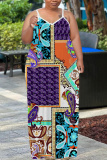 Black Graphics Print Print Backless Sleeveless Spaghetti Strap Long Casual Maxi Slip Dresses