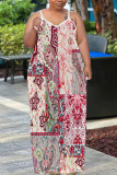 Black Graphics Print Print Backless Sleeveless Spaghetti Strap Long Casual Maxi Slip Dresses