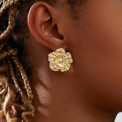 Glod Casual Multi-layered Flowers Earrings
