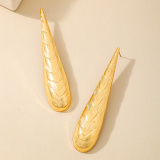 Glod Casual Metal Water Drop Bamboo Shoot Earrings