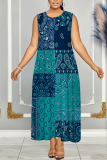 Pink Boho Graphics Print Sleeveless O Neck Casual Vacation Maxi Tank Dresses