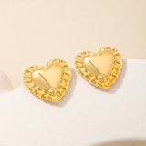 Gold Casual Heart-shaped Big Earrings