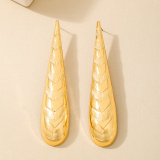 Glod Casual Metal Water Drop Bamboo Shoot Earrings