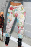 Brown Graphics Print High Waist Casual Skinny Pants